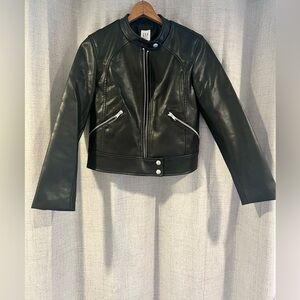 GAP Kids Black Faux Leather Zip Moto Jacket